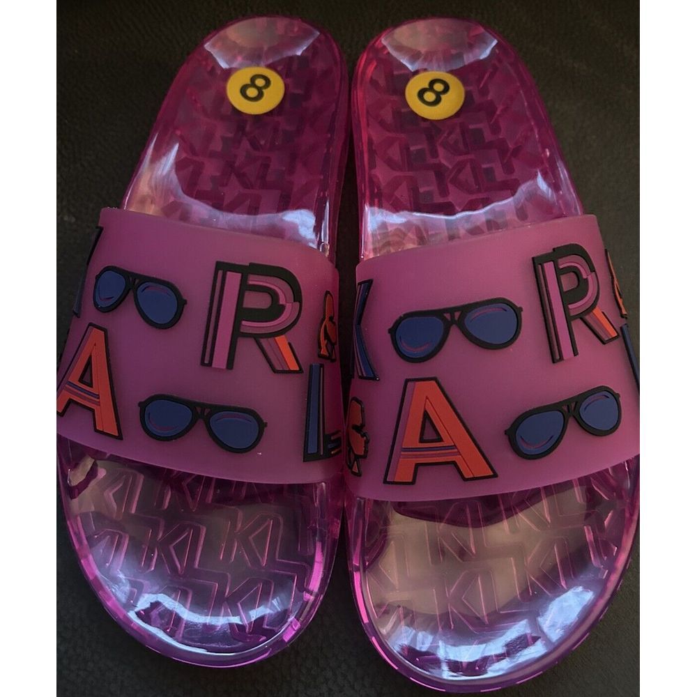 Karl Lagerfeld Paris‎ Thea Pink Translucent Pool Slides  Women's Size 8 New